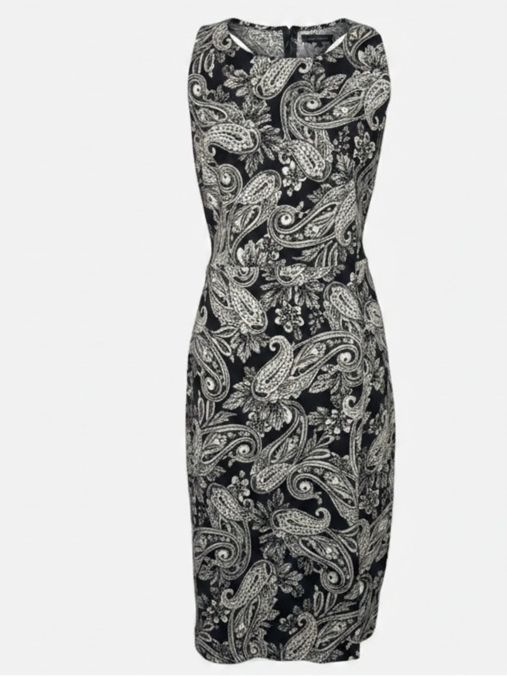 Bisou Bisou Black Floral Racerback Dress Size 14 Faux Leather Strap Sleeveless